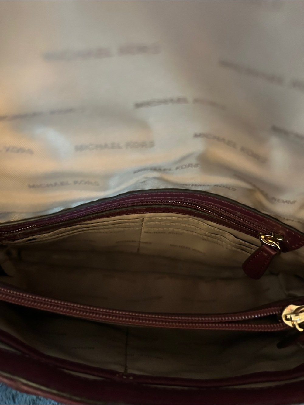 Michael Kors Quilted Crossbody Bag in Deep Wine with Gold Hardware - Picture 8 of 9